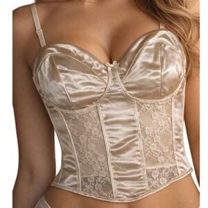 H&M Satin like Lace Off-White Coquette Corset Top Size L